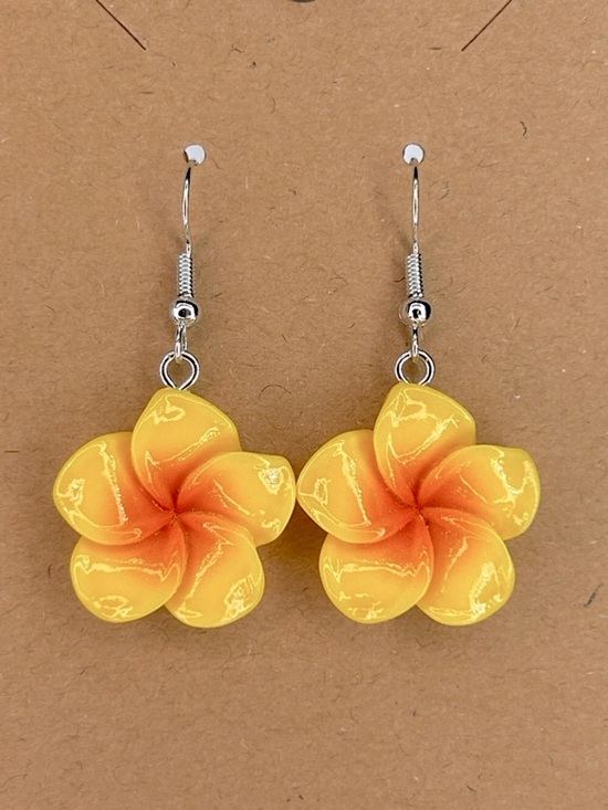 Fashion Jewelry Jewelry - Glossy Five Petals Small Flowers Summer Style Resin Dangle Earrings